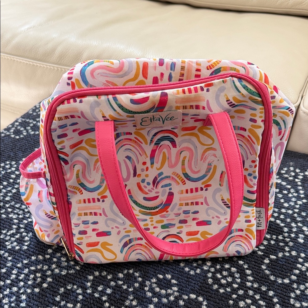 Pink Multicolor Patterned lunch Bag